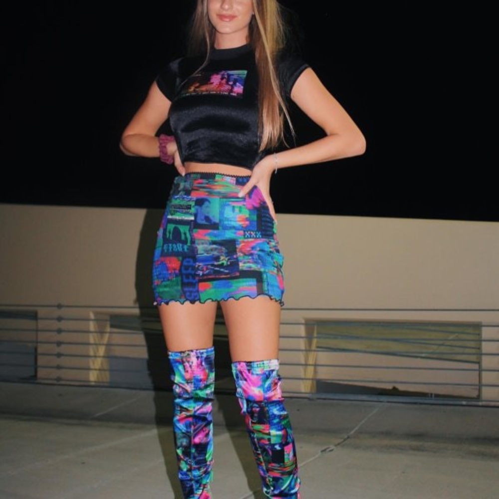 Dolls Kill Glitch Mesh Skirt